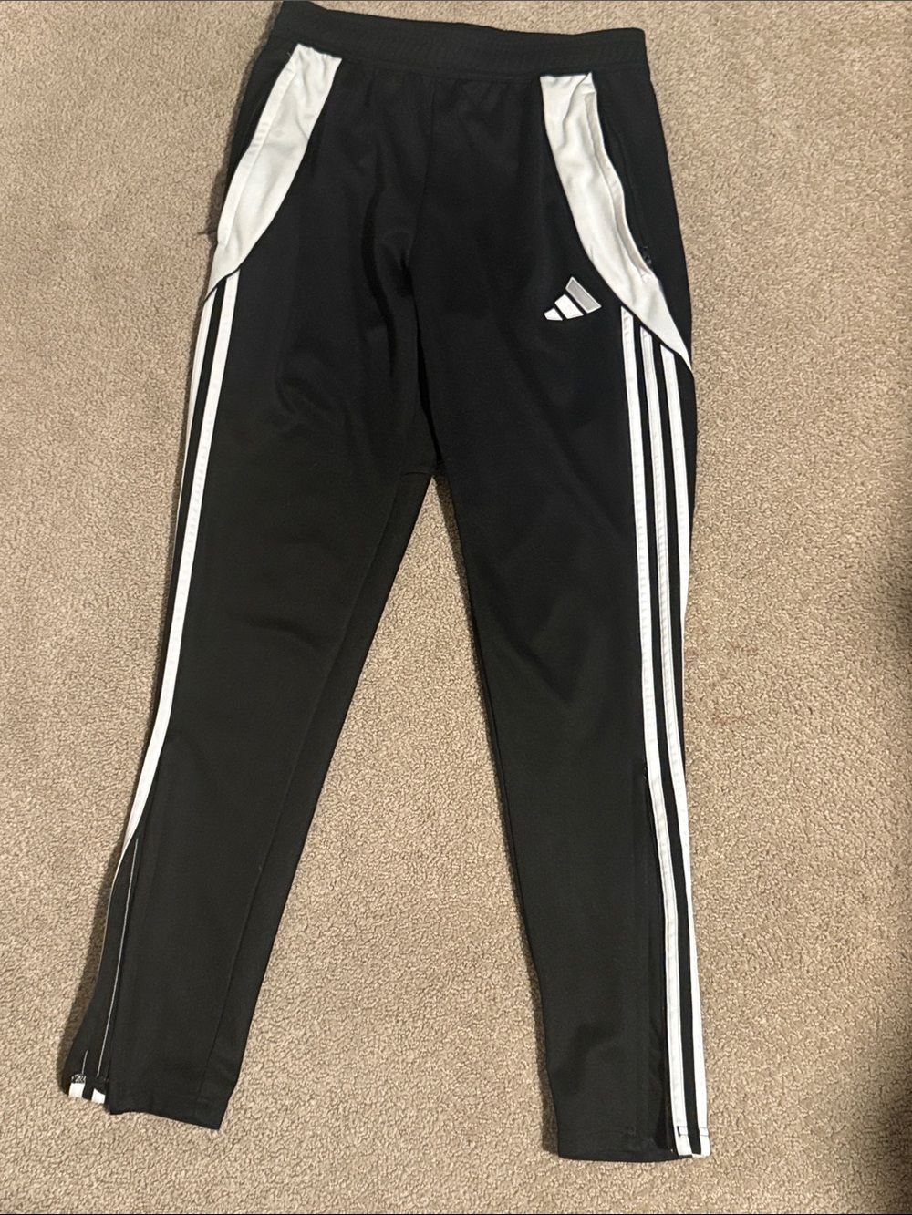 adidas Black and White Men's Track Joggers with Side Stripes